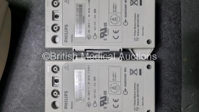 2 x Philips Heartstart MRx Defibrillator / Monitor Including , ECG, and Printer Options, with 2 x M3725A Test Load, 2 x Paddle Leads, 2 x Philips M3539A Module and 1 x Philips M1674A 3 Lead ECG Lead (Both Power Up) *SN US00581608 / US00581606* - 6