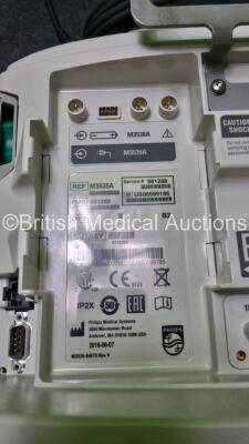 2 x Philips Heartstart MRx Defibrillator / Monitor Including , ECG, and Printer Options, with 2 x M3725A Test Load, 2 x Paddle Leads, 2 x Philips M3539A Module and 1 x Philips M1674A 3 Lead ECG Lead (Both Power Up) *SN US00586636 / US00599185* - 6