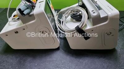 2 x Philips Heartstart XL+ Defibrillators Including , ECG and Printer Options with 2 x Philips M1674A 3 Lead ECG Lead, 1 x Philips Battery Ref 989803167281 and 2 x Paddle Lead (Both Power Up) *SN USD1309137 / US11409767* - 4