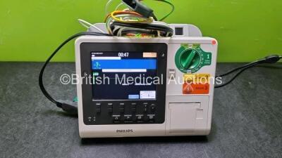 Philips Heartstart XL+ Defibrillator / Monitor Including , ECG, and Printer OptionS with 2 x 3 Lead ECG Leads and 1 x Paddle Lead *SN US51413174*