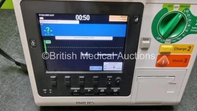 Philips Heartstart XL+ Defibrillator / Monitor Including , ECG, and Printer OptionS with 2 x 3 Lead ECG Leads and 1 x Paddle Lead *SN US51413174* - 2