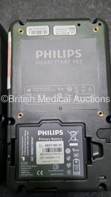 2 x Philips Heartstart FR3 Defibrillators In Carry Cases with 2 x Philips Heartstart Batteries Ref 989803150161 *Install Before C18G01206 / C14C00437* (Both Power Up) *SN 02-2028 / 05-2027* - 4