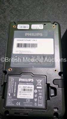 2 x Philips Heartstart FR3 Defibrillators In Carry Cases with 2 x Philips Heartstart Batteries Ref 989803150161 *Install Before 05-2027 / 04-2027* (Both Power Up) *SN C18G01588 . C18G01372* - 5