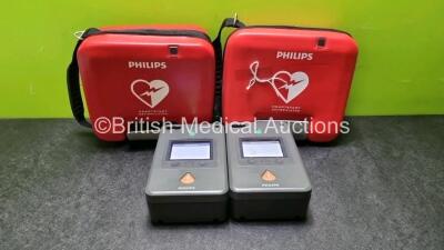 2 x Philips Heartstart FR3 Defibrillators In Carry Cases with 2 x Philips Heartstart Batteries Ref 989803150161 *Install Before 01-2025 / 05-2027* (Both Power Up) *SN C15C00201 / C14C00255*