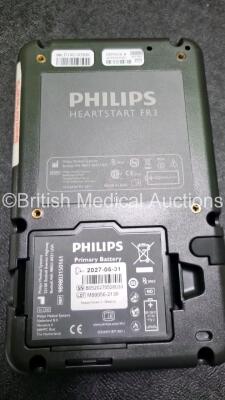 Job Lot Including 1 x Philips Heartstart FR3 Defibrillator In Carry Cases with 1 x Philips Heartstart Batteries Ref 989803150161 *Install Before 05-2027* and 1 x Philips Heartstart FR2+ Defibrillator with 1 x M386A Battery *Install Before 09-2023* SN C14 - 4