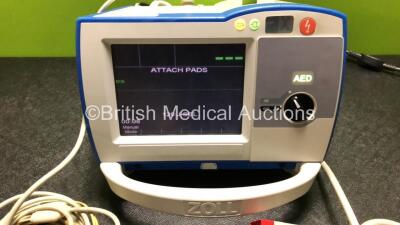 Zoll R Series Plus Defibrillator Including ECG and Printer Options with 1 x 3 Lead ECG Lead and 1 x Paddle Lead (Powers Up with Stock Battery, Battery Not Included) *SN AF08L006432* - 2