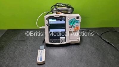 Philips Heartstart MRx Defibrillator / Monitor Including Pacer, ECG, and Printer Options, with 1 x M3725A Test Load,1 x Paddle Lead, 1 x Philips M3539A Module and 1 x Philips M1674A 3 Lead ECG Lead (Powers Up) *SN US00574212*