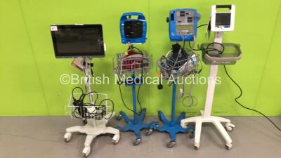 1 x GE Dinamap ProCare Vital Signs Monitor on Stand, 1 x GE Dinamap Pro 400V2 Vital Signs Monitor on Stand, 1 x LiDCO Hemodynamic Monitor on Stand (Damaged Screen) and 1 x SunTech CT40 BP Monitor on Stand (All Power Up)