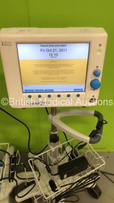 2 x Deltex Medical Cardio Q ODM Monitors on Stands (Both Power Up) - 2