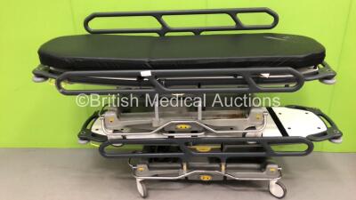 2 x Anetic Aid QA3 Hydraulic Patient Trolleys with Mattress with 1 x Mattress (Both Spares and Repairs)