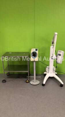 1 x Stainless Steel Table, 1 x Blood Pressure Meter on Stand and 1 x Aktilite CL128 Photodynamic Therapy Light Version 1.3 (Powers Up)