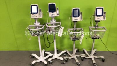 4 x Welch Allyn SPOT LXi Vital Signs Monitors on Stands (All Power Up) *S/N 16950 / 15807 / 28060 / 15806*