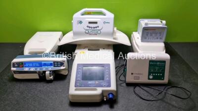 Mixed Lot Including 1 x Carefusion Alaris Guardrail Plus Syringe Pump (Powers Up) 1 x B & D Electromedical Nippy 3+ Ventilator, 1 x Kanmed Baby Warmer, 1 x Talley Qu4ttro Acute Pump , 1 x Seca Baby Weighing Scales, 1 x St Jude Medical Transmitter, 1 x Phi