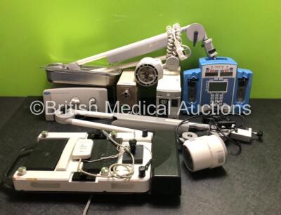 Mixed Lot Including 1 x Medtronic Wet-Field Coagulator, 1 x Olympus MU-1 Leakage Tester, 1 x APC Power Supply, 1 x Alaris SE Pump, 2 x Examination Lamps and 1 x Leica Microscope Foot Pedal