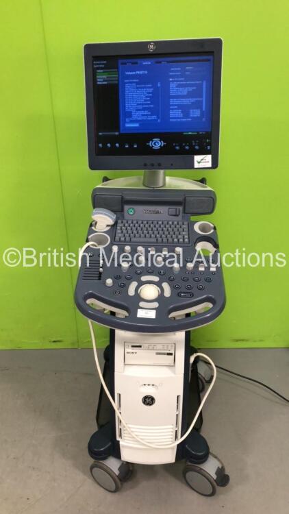 GE Voluson P8 Flat Screen Ultrasound Scanner Ref 5589191 *S/N 298659SU4* **Mfd 07/2015** Software Version 14.0.0 (15.0.5.81) with 1 x Transducer / Probe (4C-RS Ref 5125386 *Mfd 03/2020*) and Sony UP-895MD Digital Graphic Printer (Powers Up - Roller Ball N