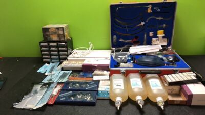 Job Lot of Dental Accessories Including Profiles, Surgical Instruments, Molar Bands, Wash Lotions and Light Box