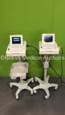 2 x Philips Avalon FM20 Fetal Monitors on Stands (Both Power Up)