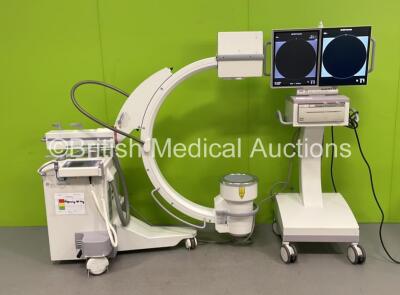 GE OEC Fluorostar 7900 Series C-Arm *Mfd - March 2011* with Dual Flat Screen Image Intensifier, Exposure Trigger, Key and Sony UP-990AD Hybrid Graphic Printer (Powers Up and Exposure Taken, Exposure Showing No Image) *MC5-7878*