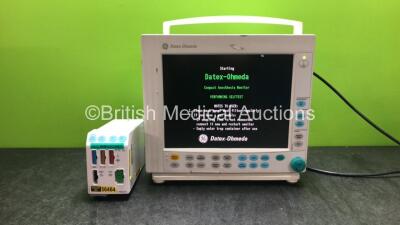 GE Datex Ohmeda Compact Anesthesia Monitor with 1 x Datex Ohmeda E-PRESTN Module Including ECG, NIBP, SpO2, T1, T2 P1 and P2 Options (Powers Up) *SN 6429222, 6349566*