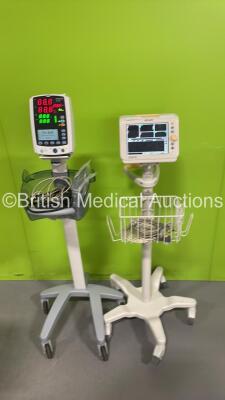 1 x Philips SureSigns VS3 Monitor on Stand and 1 x Mindray VS-800 Monitor with Leads on Stand (Both Power Up) *CN23153886 / BY-12125153* (S)