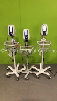 3 x Welch Allyn SPOT VItal Signs Monitors on Stands (All Power Up)