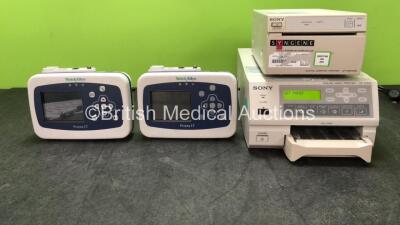 Mixed Lot Including 2 x Welch Allyn Propaq LT Patient Monitors Including ECG/EKG, SpO2 and NIBP/PSNI Options (Both Untested Due to Missing Power Supplies), 1 x Sony UP-D895MD Digital Graphic Printer (Powers Up) and 1 x Sony UP-21MD Color Video Printer (Po