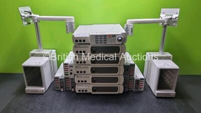 Job Lot Including 6 x Tram 451N Module with ECG, TEMP/CO, BP and NBP Options , 6 x Marquette Solar 8000M Monitors and 6 x TRAM-RAC 4A Module Racks (2 x in Photo 6 x in Lot) *GL* *cage*