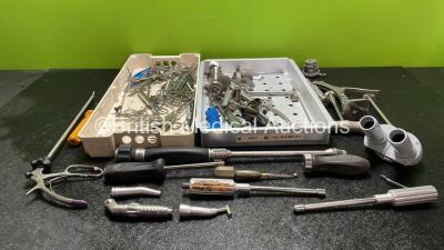 Job Lot of Surgical Instruments Including Dental Attachments, Rods and Forceps