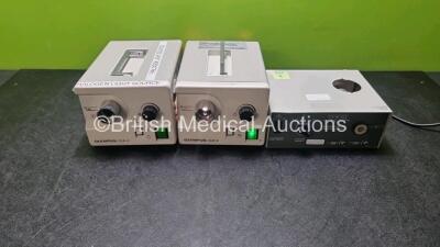 Job Lot Including 2 x Olympus CLK-4 Halogen Light Sources and 1 x Karl Storz Cold Light Fountain 482 (All Power Up) *SN 7138914 / 7622804 / IS00000040068*