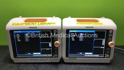 2 x Philips Suresign VM4 Patient Monitors Including ECG, SpO2 and NIBP Options (Both Power Up with Damage to Casing - See Photos) *SN US12563795 / US12563798*