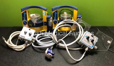 Job Lot Including 5 x Vital Signs Vital Flow 100 Oxygen Air Flow Meters with Hoses (2 in Photo, 5 in Total) 1 x Entonox Hose and 2 x Laerdal LSU Suction Units (Both Power Up) *SN 70190550259 / 78090439348*