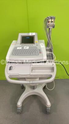 GE MAC3500 ECG Machine on Stand with 10 Lead ECG Leads (Powers Up) *S/N SCA101332882PA*