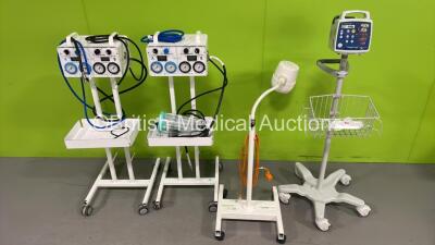 1 x CSI Criticare Comfort Cuff 506N3 Series Vital Signs Monitor (Powers Up) on Stand, 2 x Anetic Aid APT MK3 Tourniquets and 1 x Darray Patient Examination Lamp (No Power)