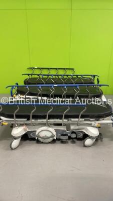 3 x Stryker Big Wheel Patient Trolleys with Mattresses (Hydraulics Tested Working)