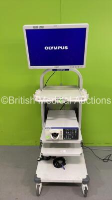 Olympus Stack Trolley with Olympus OEV261H Monitor and Olympus Evis Lucera Elite CLV-290SL Processor (Powers Up) *S/N 7301780*