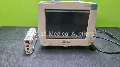 Philips IntelliVue MP40 Patient Monitor (Powers Up with 1 x Philips M3001A Opt A01C06 Module Including ECG, SpO2, NBP, Temp and Press Options *S*