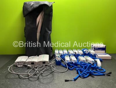 Mixed Lot Including 14 x Covidien Genius 2 Thermometers, 3 x Datex Ohmeda Light Monitor Power Supplies and 1 x Raizer II LiftUp Foldable Chair in Carry Bag