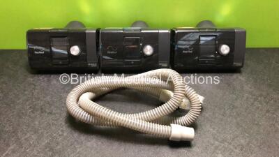 3 x ResMed Airsense 10 Autoset CPAP Units with 2 x Power Supplies and 1 x Hose (All Power Up, 1 x Missing Humidifier Chamber - See Photos) *SN 23193346416 / 23162195620 / 23192643625**