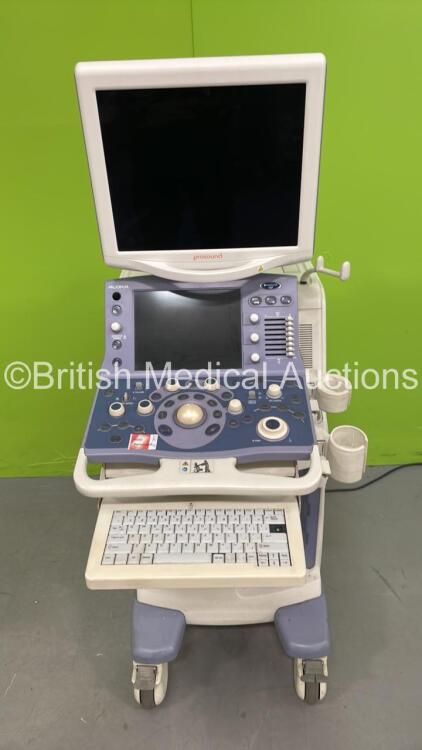 Aloka Prosound a7 Ultrasound Scanner with 1 Missing Keyboard Key and Missing Side Cover-See Photos *Mfd 2012* (No Power - HDD Removed)