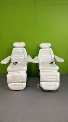 2 x Cosmoderm Reichert Electric Therapy Chairs with Controllers (1 x Power Up - 1 x Damaged to Remote Wiring - See Pictures) *S/N 10110000282*