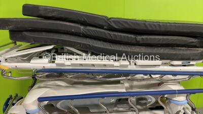 2 x Stryker 1105 5th Wheel Patient Stretchers with 3 x Mattresses (Hydraulics Tested Working - Unable to Lower Drip Stands) - 3