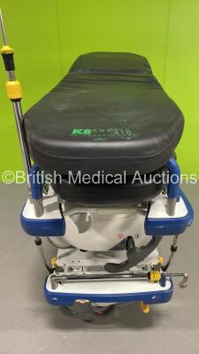 2 x Stryker 1105 5th Wheel Patient Stretchers with 3 x Mattresses (Hydraulics Tested Working - Unable to Lower Drip Stands) - 4