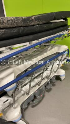 2 x Stryker 1105 5th Wheel Patient Stretchers with 3 x Mattresses (Hydraulics Tested Working) - 5