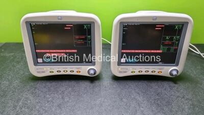 2 x GE Dash 4000 Patient Monitors with CO2, BP1, BP2, SPO2, Temp/Co, NBP and ECG Options (Both Power Up)