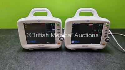 2 x GE Dash 3000 Patient Monitors Including ECG, NBP, SpO2 and Temp/CO Options (Both Power Up, Both with Damage to Casing - See Photos)