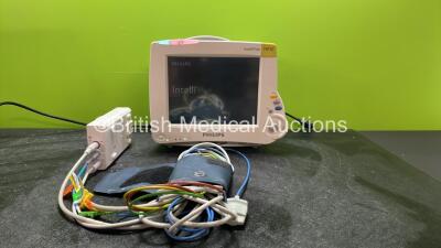 Philips Intellivue MP30 Patient Monitor with 1 x Philips REF 862442 Module Including 1 x 3 Lead ECG Lead, 1 x SpO2 Finger Sensor and 1 x NIBP Hose with BP Cuff (Powers Up) *SN DE6520GADB, DE72880754*