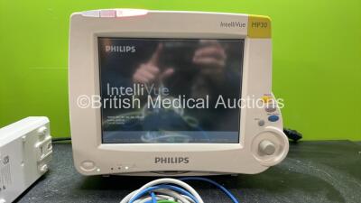 Philips Intellivue MP30 Patient Monitor with 1 x Philips REF 862442 Module Including 1 x 3 Lead ECG Lead, 1 x SpO2 Finger Sensor and 1 x NIBP Hose with BP Cuff (Powers Up) *SN DE6520GADB, DE72880754* - 3