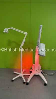 1 x Luxo Patient Examination Lamp (No Power) and 1 x Galderma Therapy Light on Stand (Powers Up with Good Bulb)