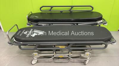 2 x Anetic Aid QA3 Hydraulic Patient Trolleys with Mattress (Hydraulics Tested Working)