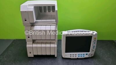 Datex-Ohmeda F-FMW-00 Patient Monitor with and 3 x E-PORT-E Module Racks with 11 x Blank Modules